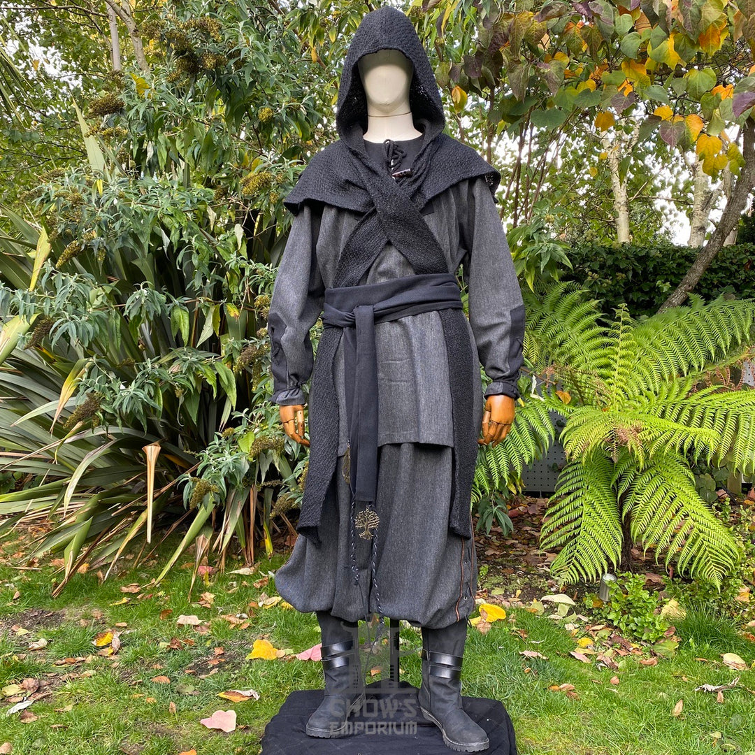 Black Wool Wrap-Around Hood