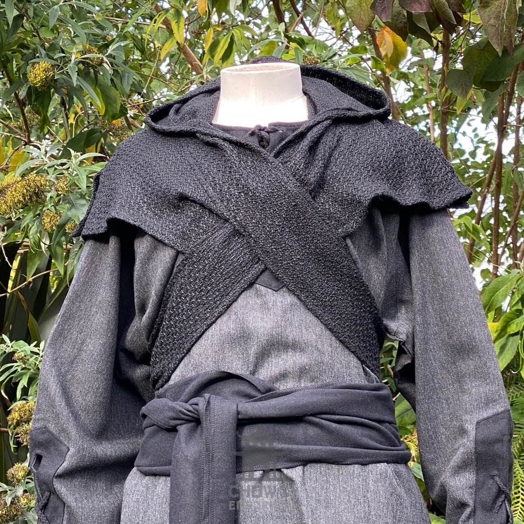 Black Wool Wrap-Around Hood
