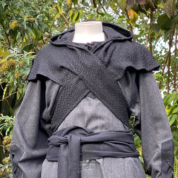Black Wool Wrap-Around Hood