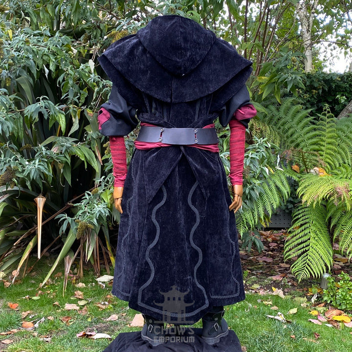 Panelled Wizard Waistcoat in Black Suede Effect