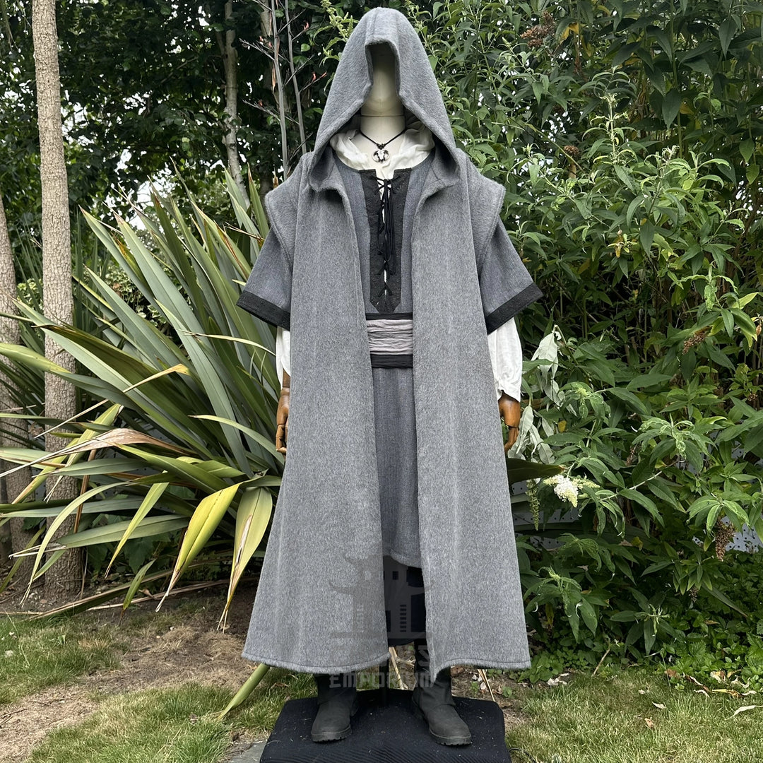 The Ashen Huntsman LARP Outfit - 4+ pieces (Robe, Waistcoat, Vambraces, Sash)