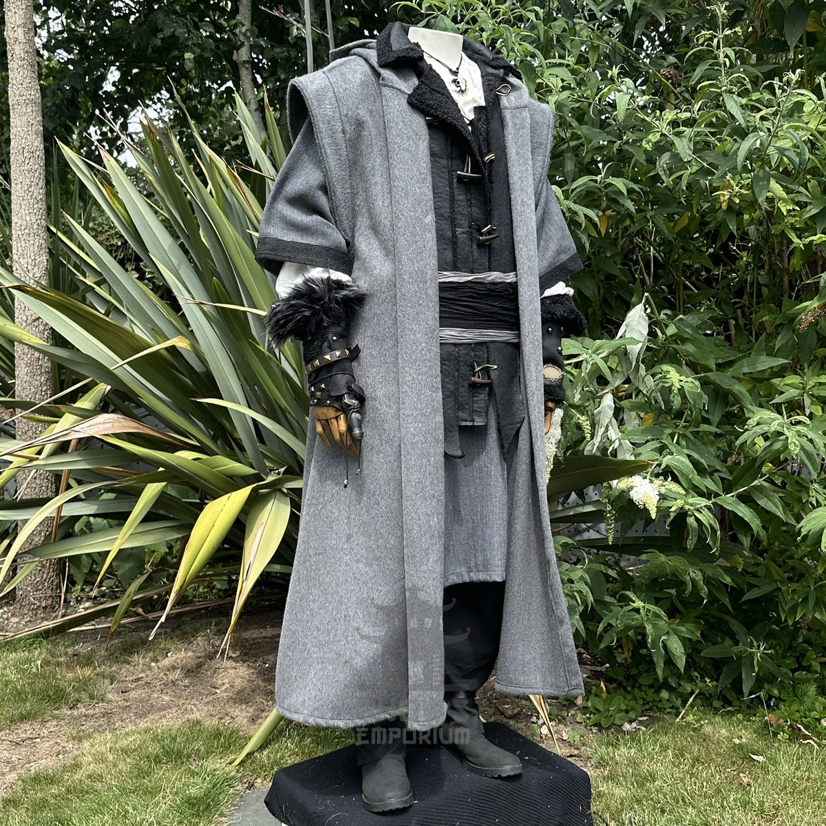 The Ashen Huntsman LARP Outfit - 4+ pieces (Robe, Waistcoat, Vambraces, Sash)
