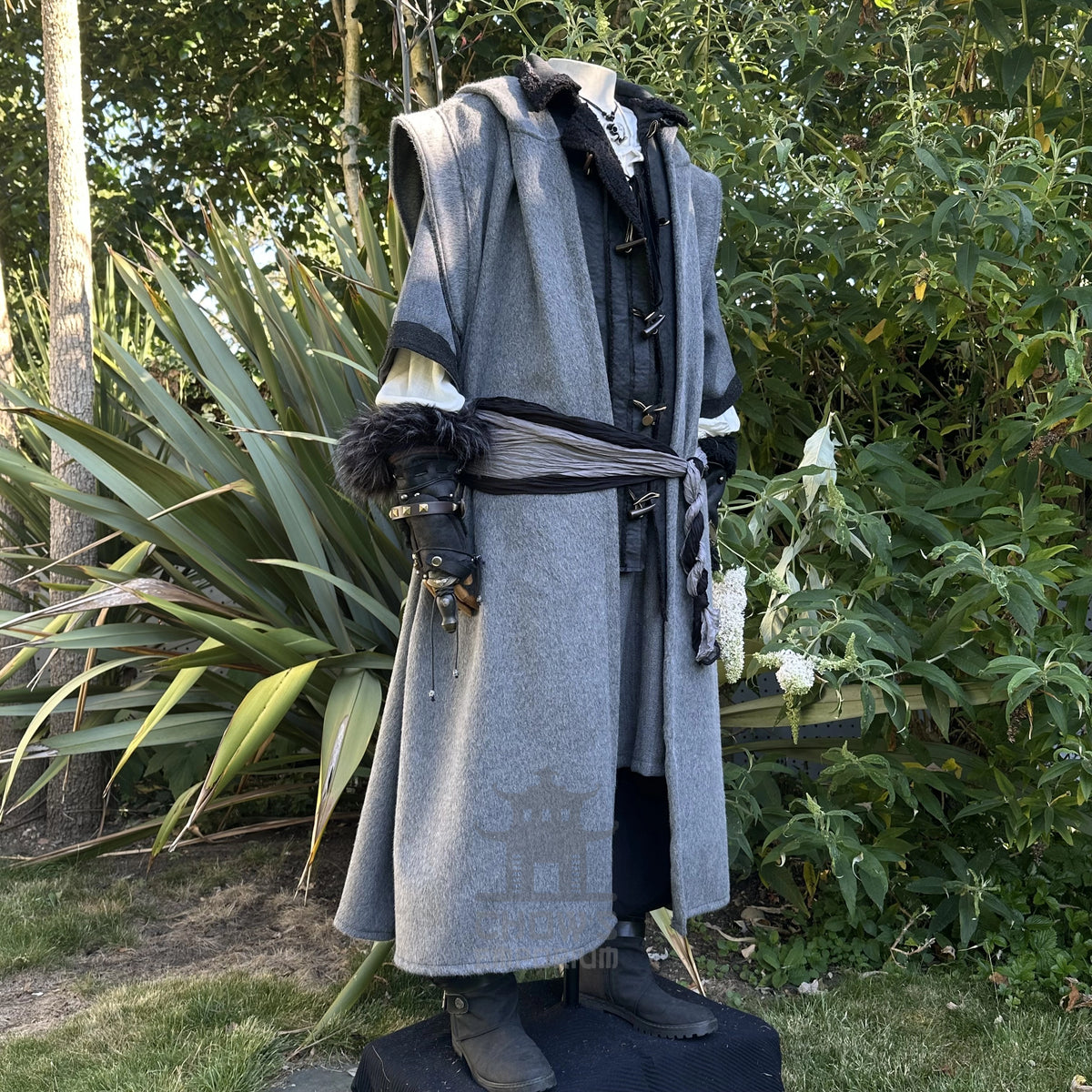 The Ashen Huntsman LARP Outfit - 4+ pieces (Robe, Waistcoat, Vambraces, Sash)