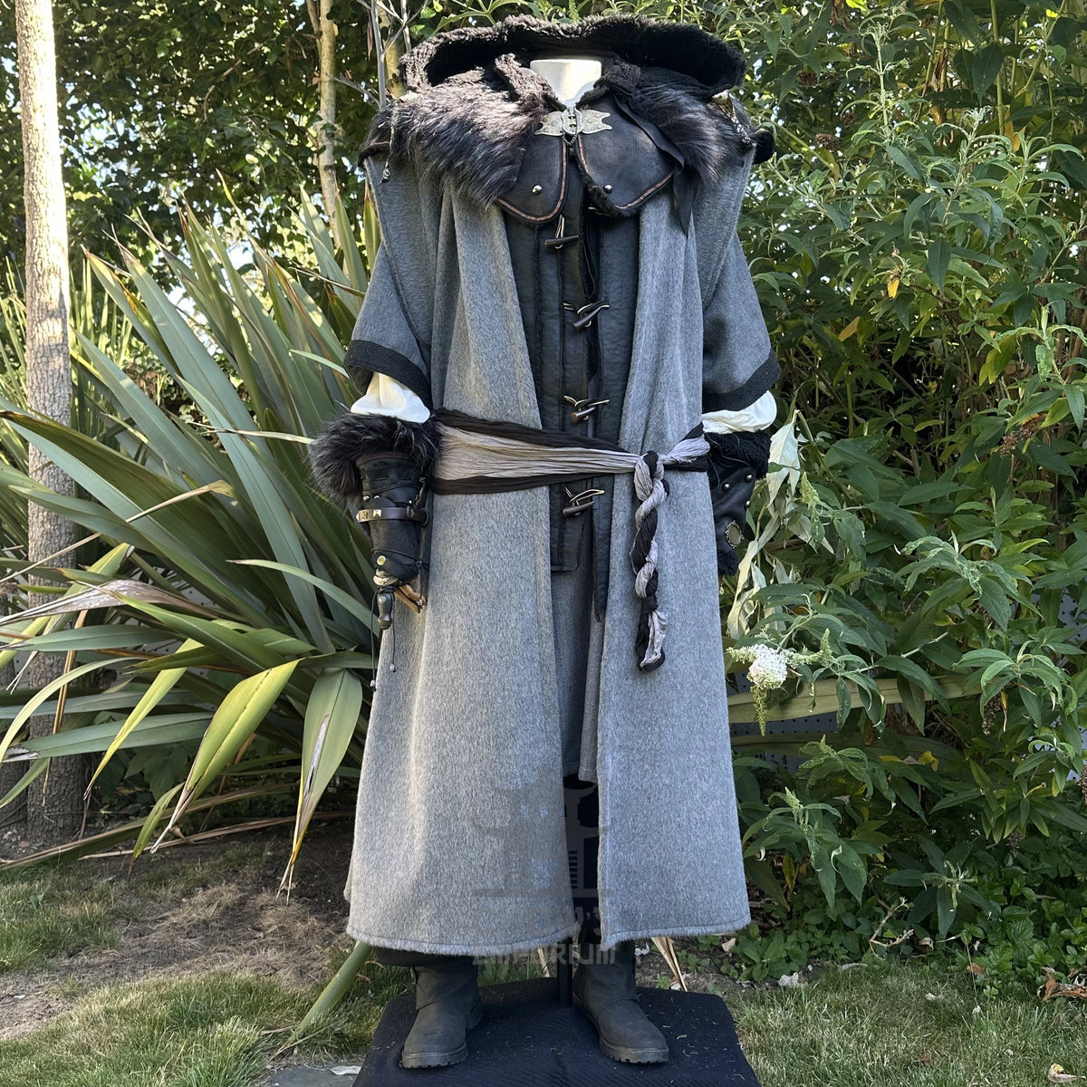 The Ashen Huntsman LARP Outfit - 4+ pieces (Robe, Waistcoat, Vambraces, Sash)