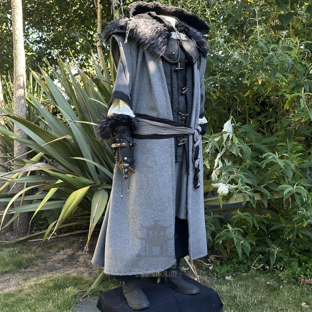 The Ashen Huntsman LARP Outfit - 4+ pieces (Robe, Waistcoat, Vambraces, Sash)