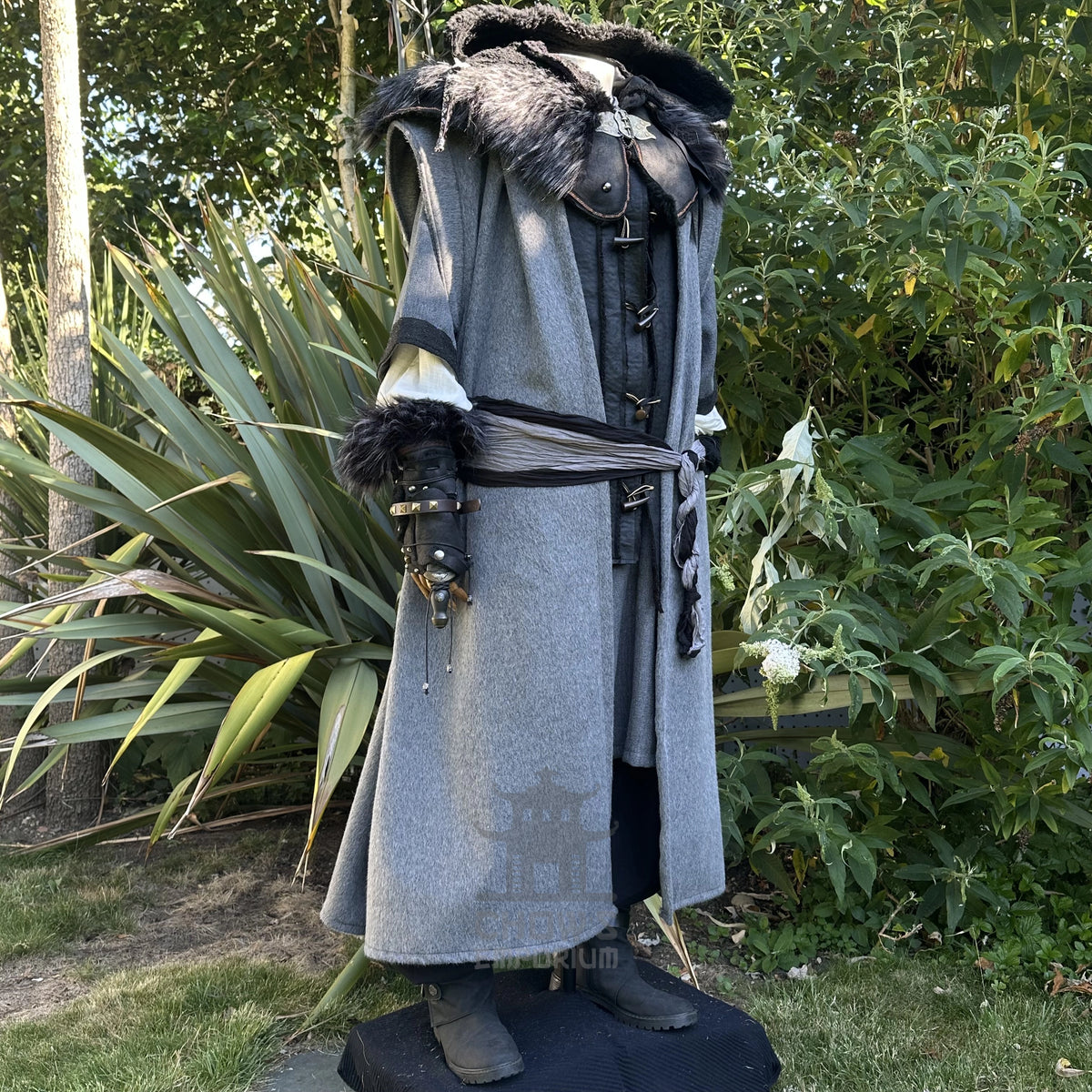 The Ashen Huntsman LARP Outfit - 4+ pieces (Robe, Waistcoat, Vambraces, Sash)