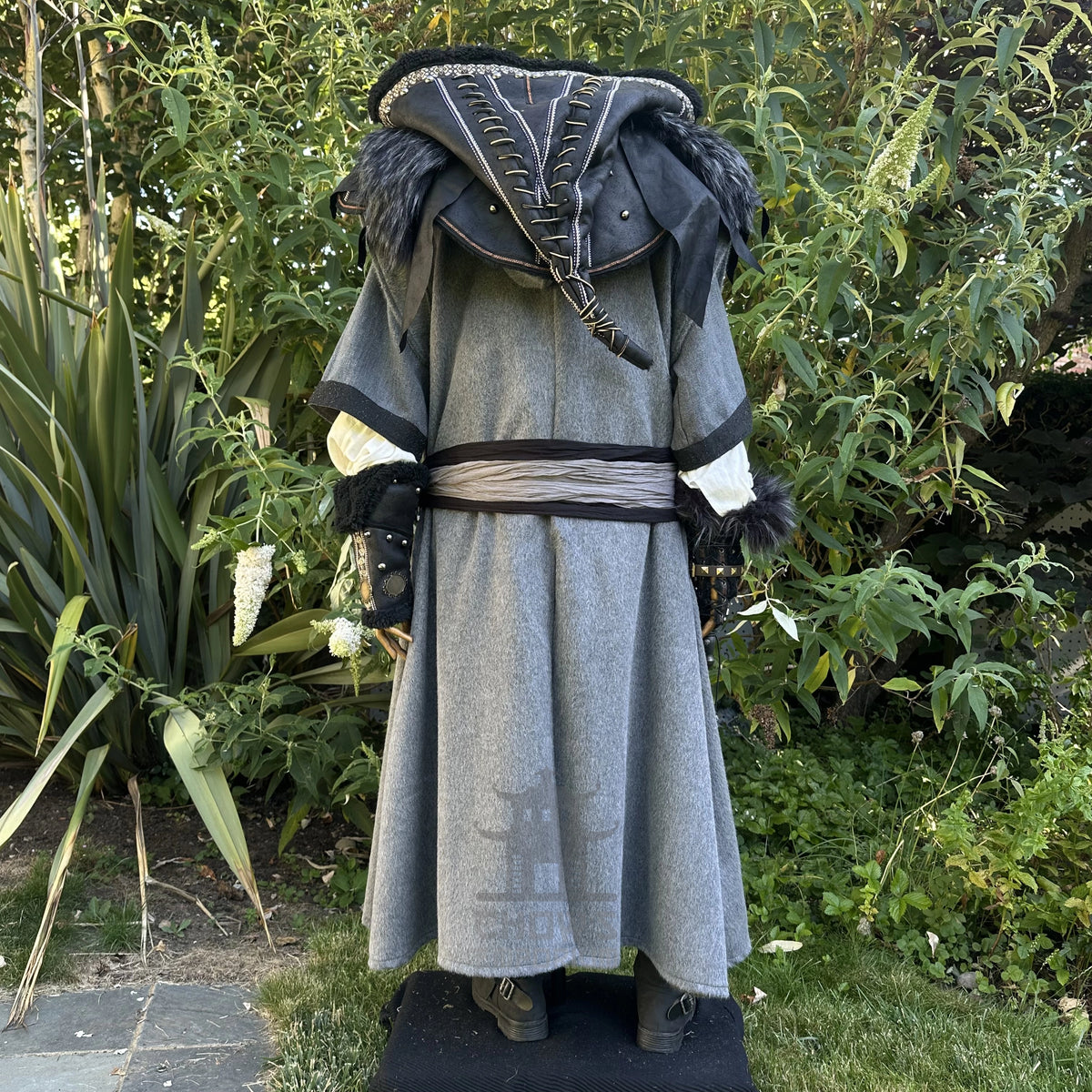 The Ashen Huntsman LARP Outfit - 4+ pieces (Robe, Waistcoat, Vambraces, Sash)