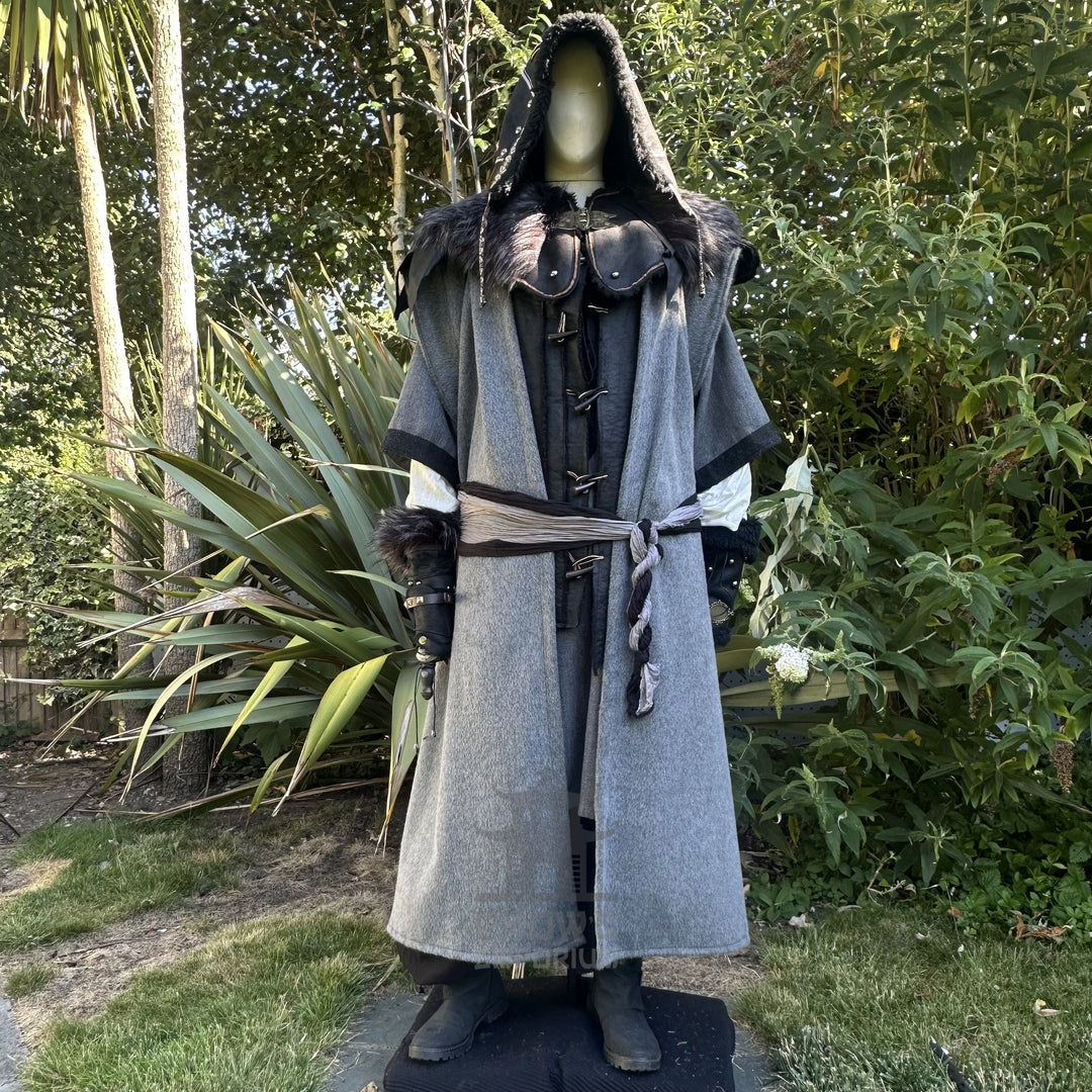 The Ashen Huntsman LARP Outfit - 4+ pieces (Robe, Waistcoat, Vambraces, Sash)