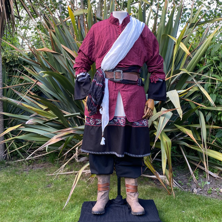 Blood Hunter LARP Outfit - 3 Pieces; Red & Black with Gambeson, Tunic and Trousers - Chows Emporium Ltd