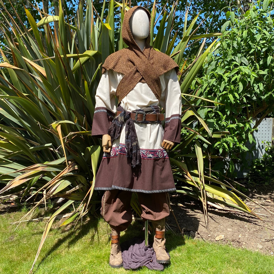 Viking Tunic in White & Brown