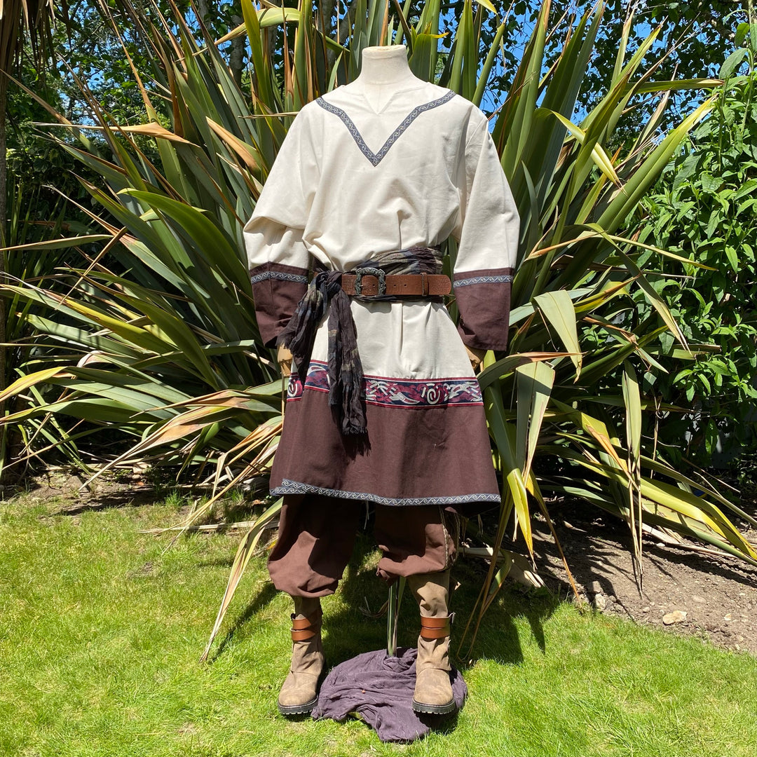 Viking Tunic in White & Brown