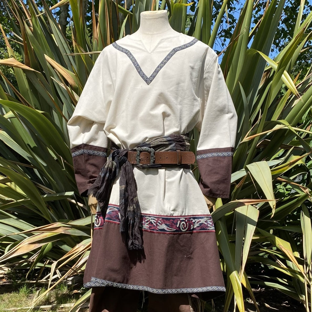 Viking Tunic in White & Brown
