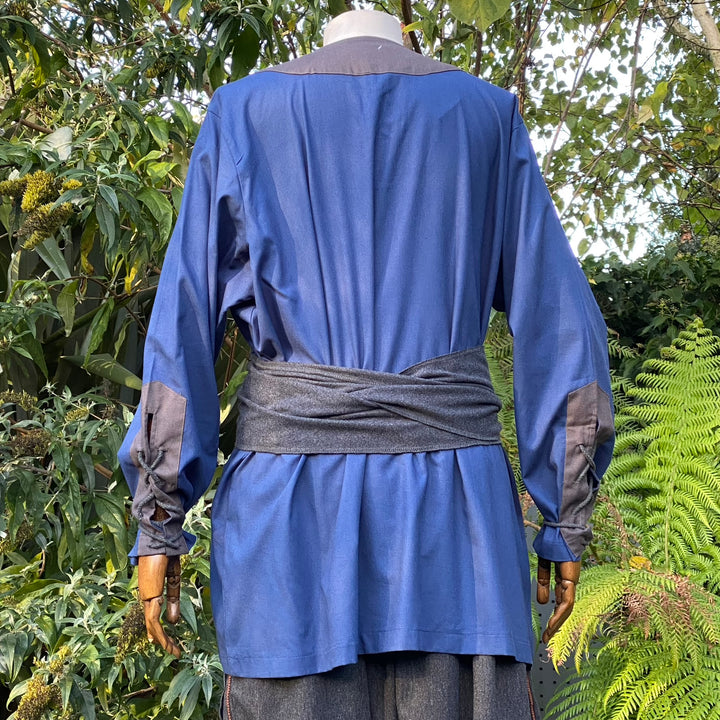 LARP Basic Outfit - 3 Pieces: Blue & Grey Shirt, Pants and Sash - Chows Emporium Ltd