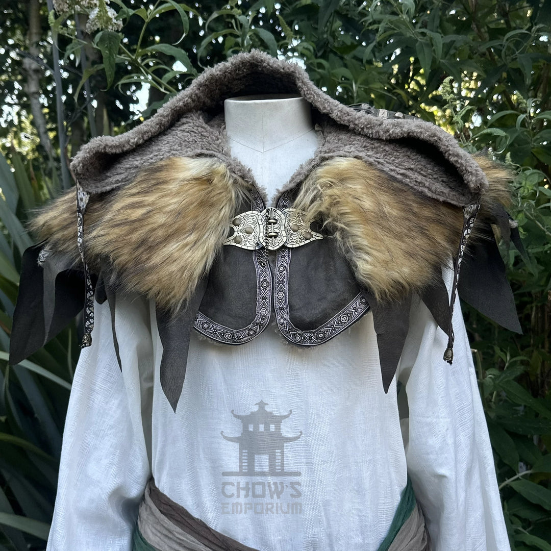 Green Ornate Faux Leather Hood