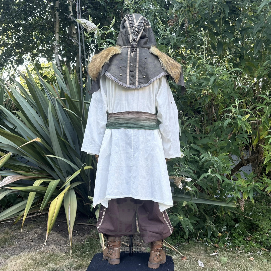 Green Ornate Faux Leather Hood