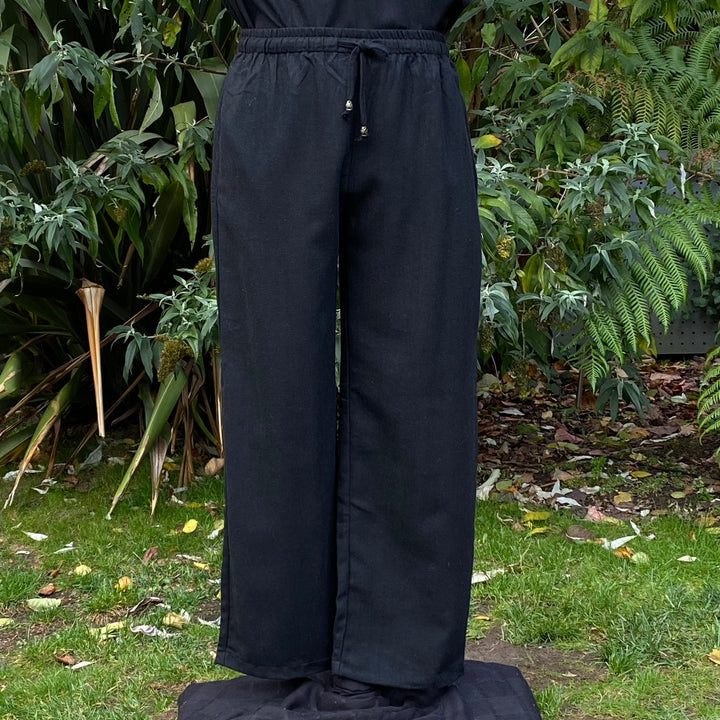 Black Wool Medieval Straight Leg Pants