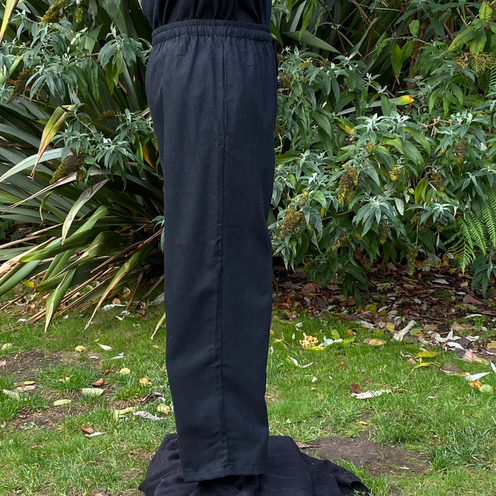Black Wool Medieval Straight Leg Pants