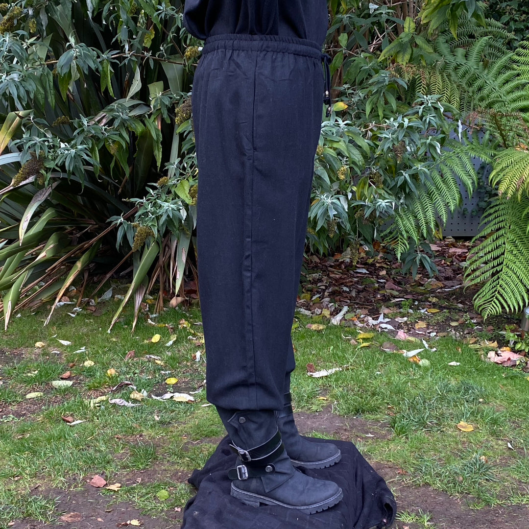 Black Wool Medieval Straight Leg Pants