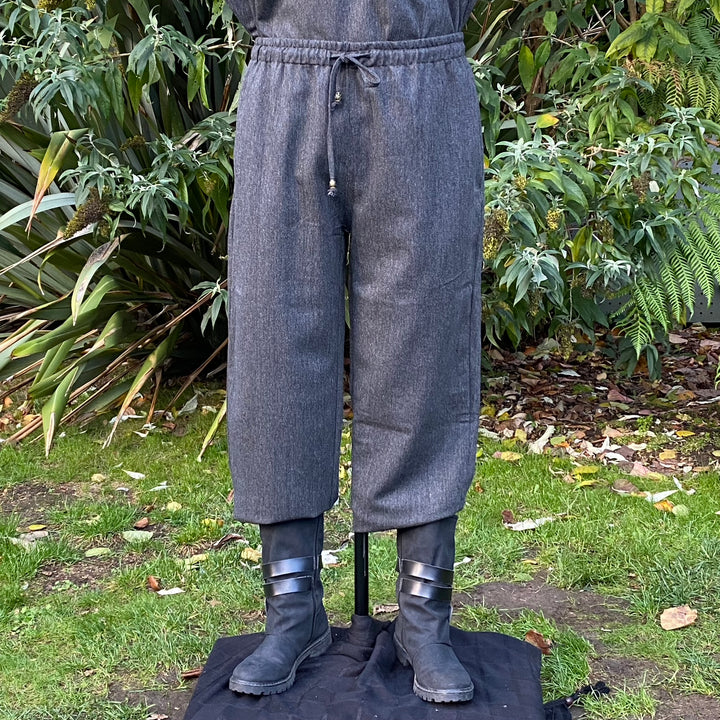 Grey Wool Medieval Straight Leg Pants