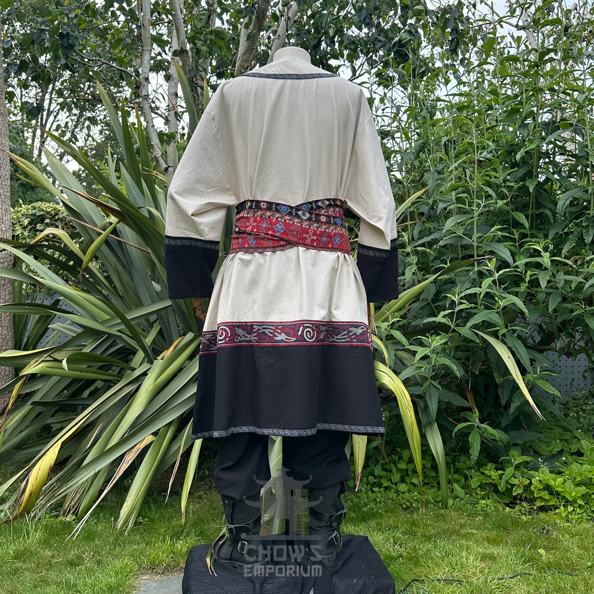 white black medieval tunic for fantasy or Renaissance fair.