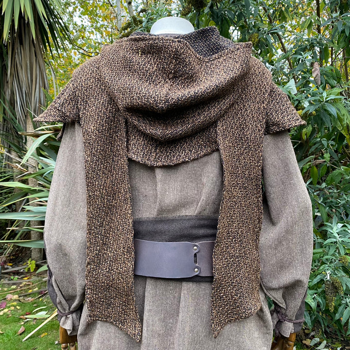 Medieval Wrap-Around Hood - Brown - Wool Scarf LARP Hood - Chows Emporium Ltd