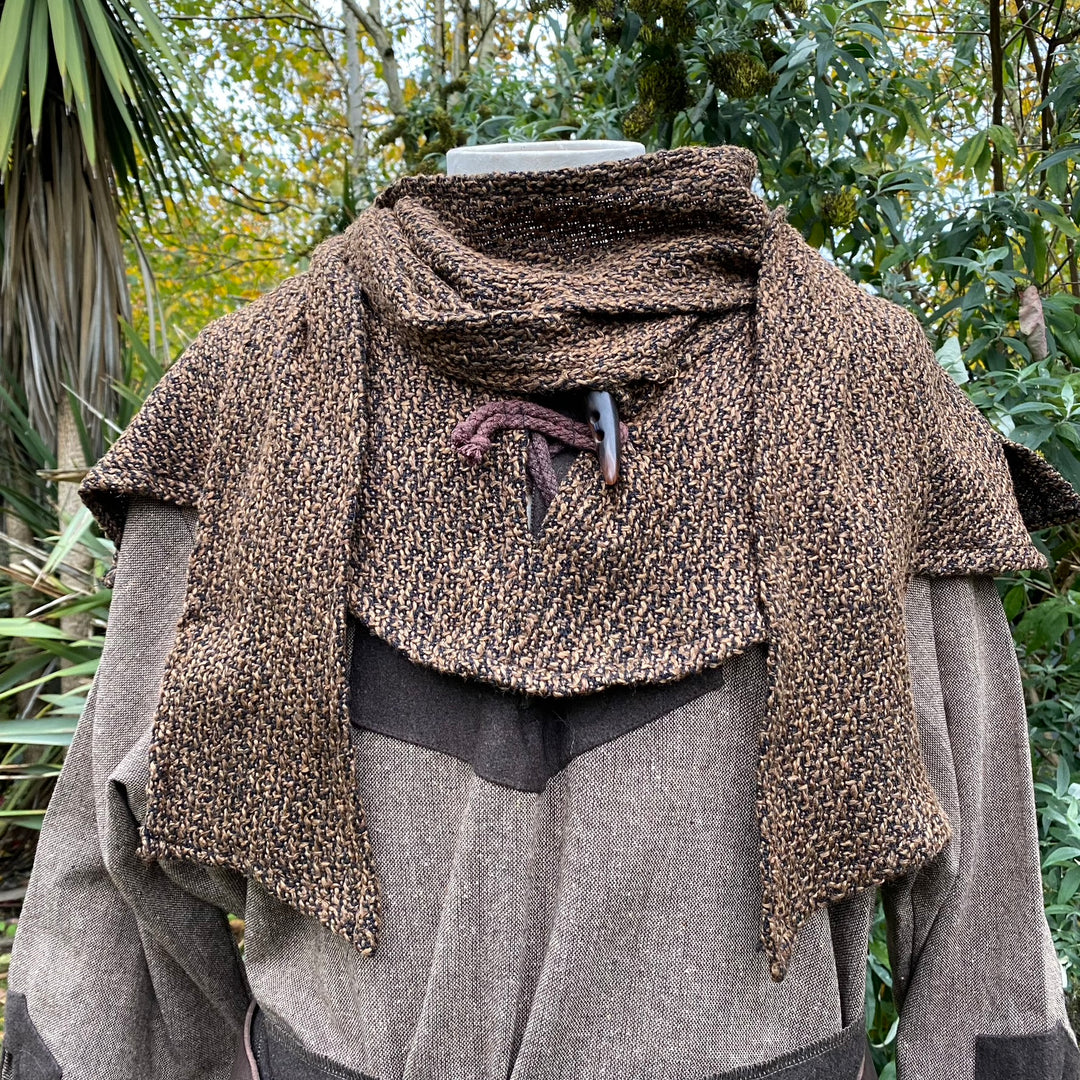 Medieval Wrap-Around Hood - Brown - Wool Scarf LARP Hood - Chows Emporium Ltd