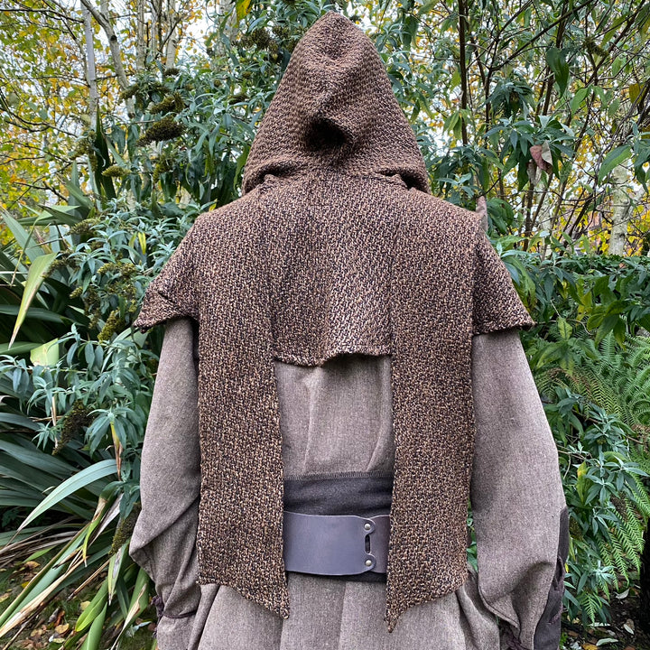 Medieval Wrap-Around Hood - Brown - Wool Scarf LARP Hood - Chows Emporium Ltd