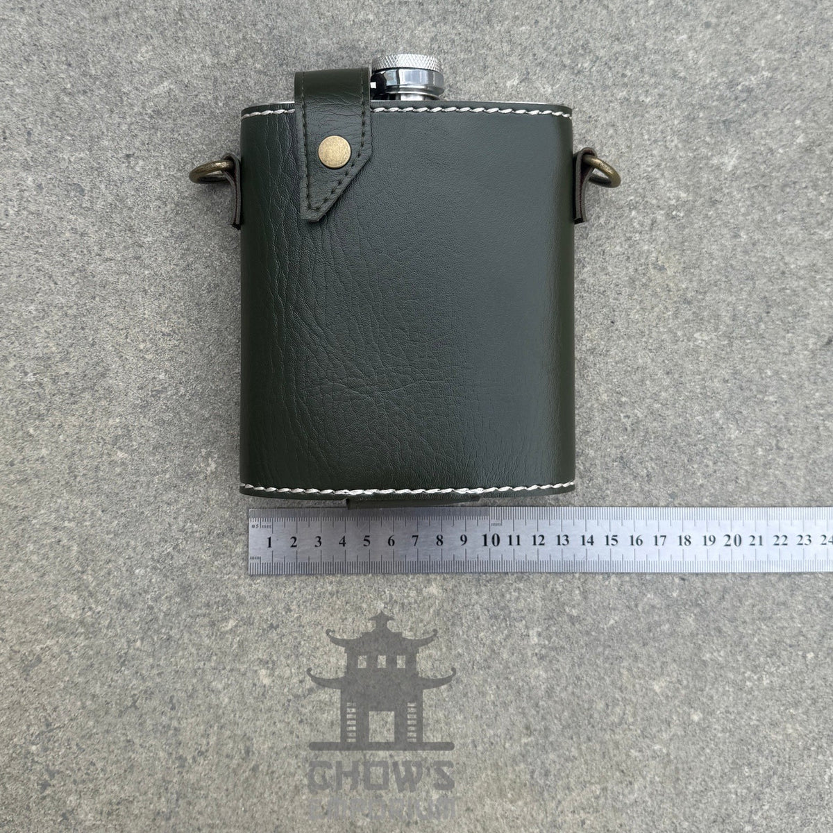 18oz Leather Hip Flask with Shoulder Strap