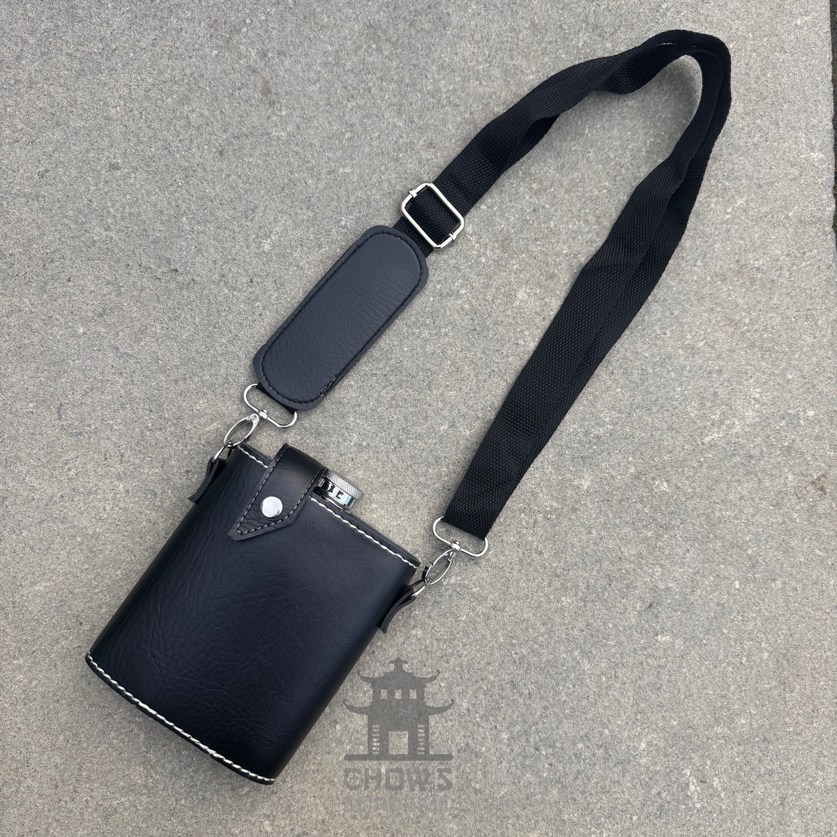 18oz Leather Hip Flask with Shoulder Strap