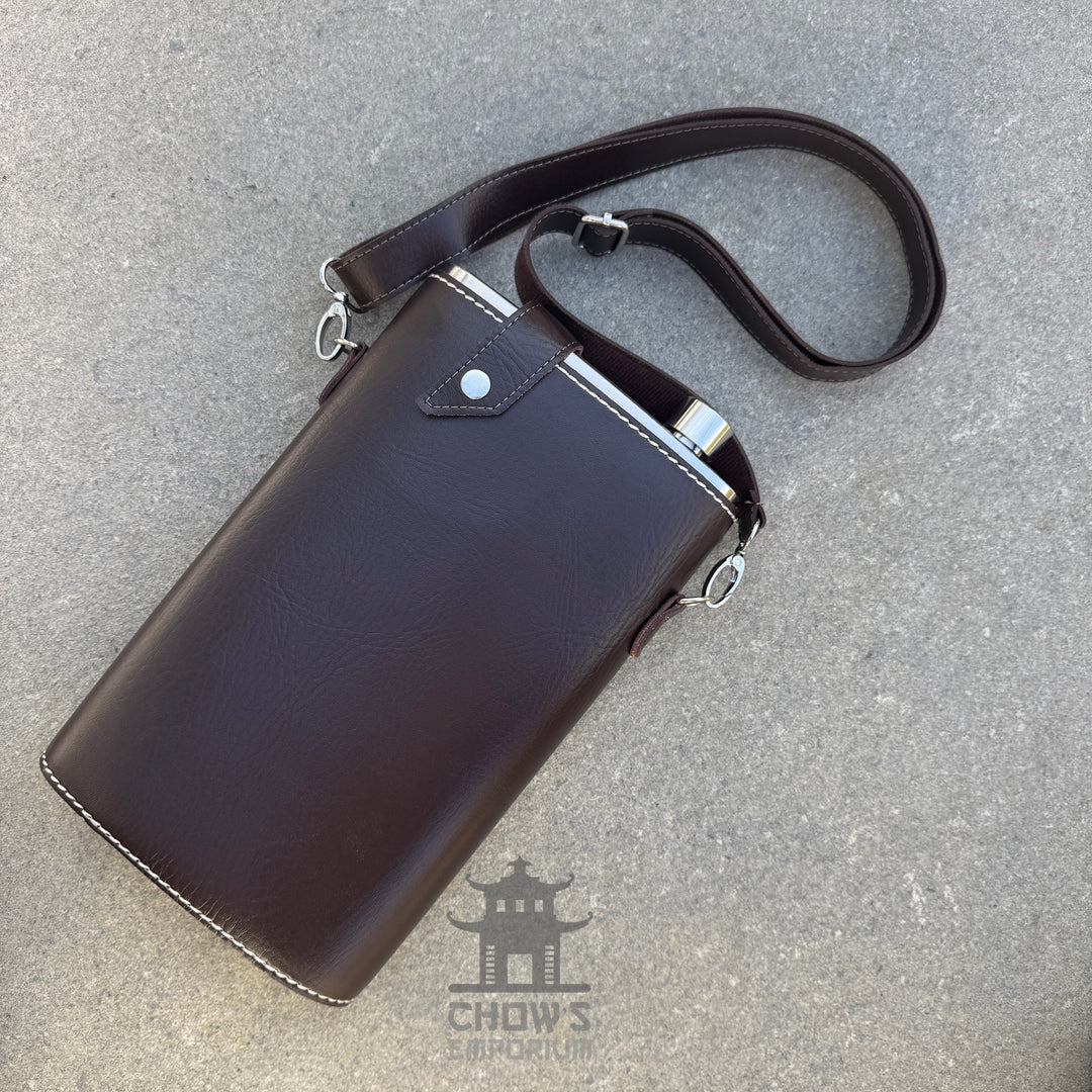 Large 64oz Hip Flask with Leather Holder