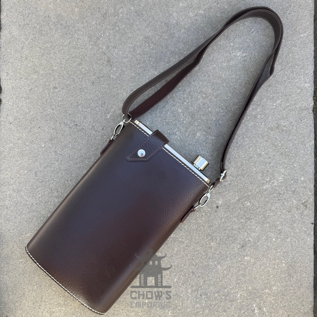 Large 64oz Hip Flask with Leather Holder