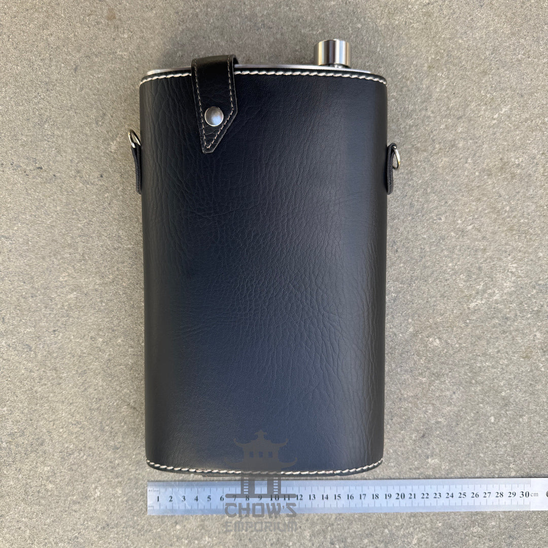 Large 64oz Hip Flask with Leather Holder