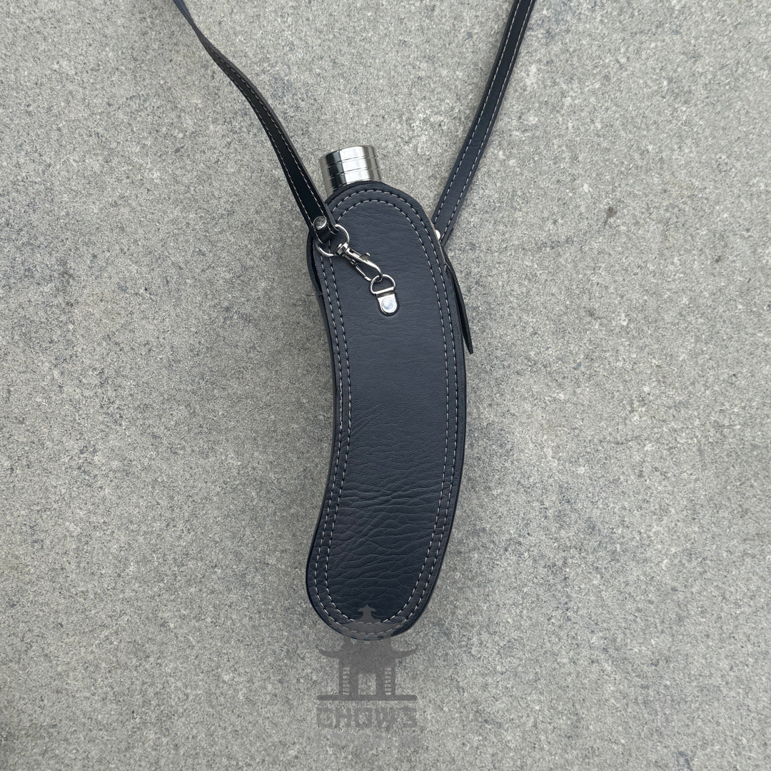 Curved 28oz Hip Flask with Shoulder Strap