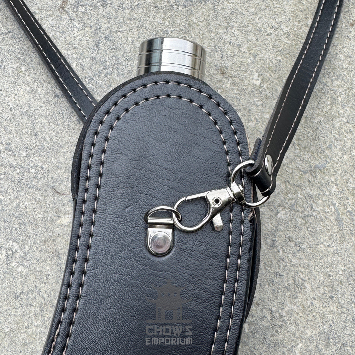 Curved 28oz Hip Flask with Shoulder Strap
