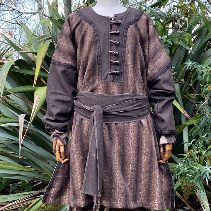 Forest Warrior LARP Outfit - 6 Pieces; Jacket and Hood with Padding, Tunic, Pants, Sash, Belt - Chows Emporium Ltd