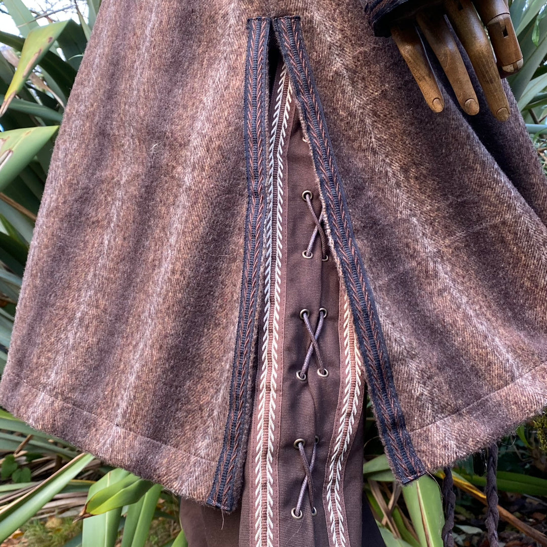 Woodland Archer LARP Outfit - 3 Piece Set; Mohair Button Down Tunic, Hood, Sash - Chows Emporium Ltd