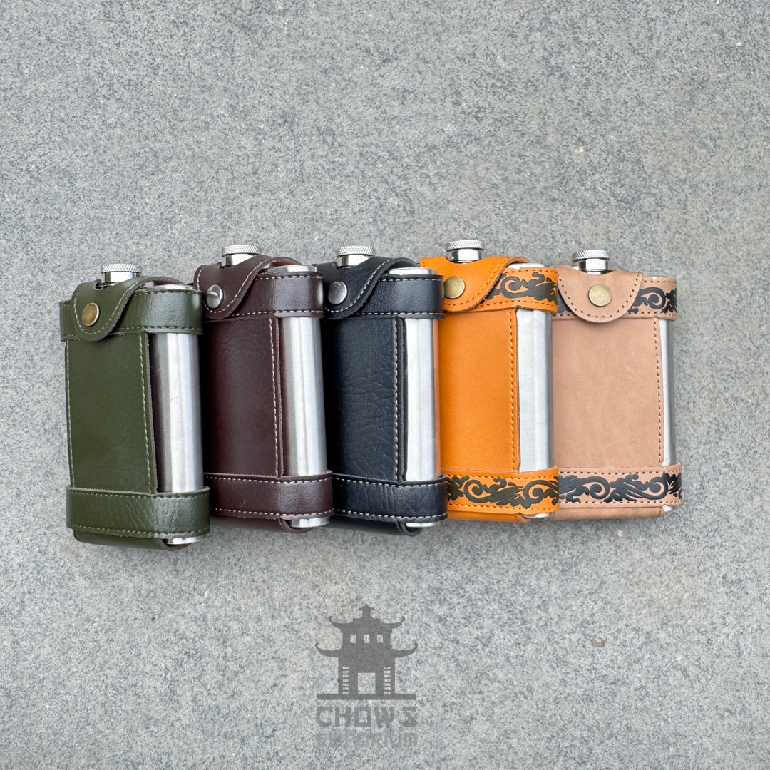 9oz Hip Flask with Leather Holder