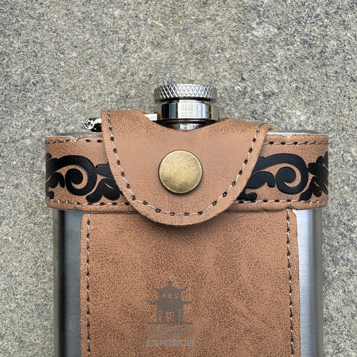 9oz Hip Flask with Leather Holder