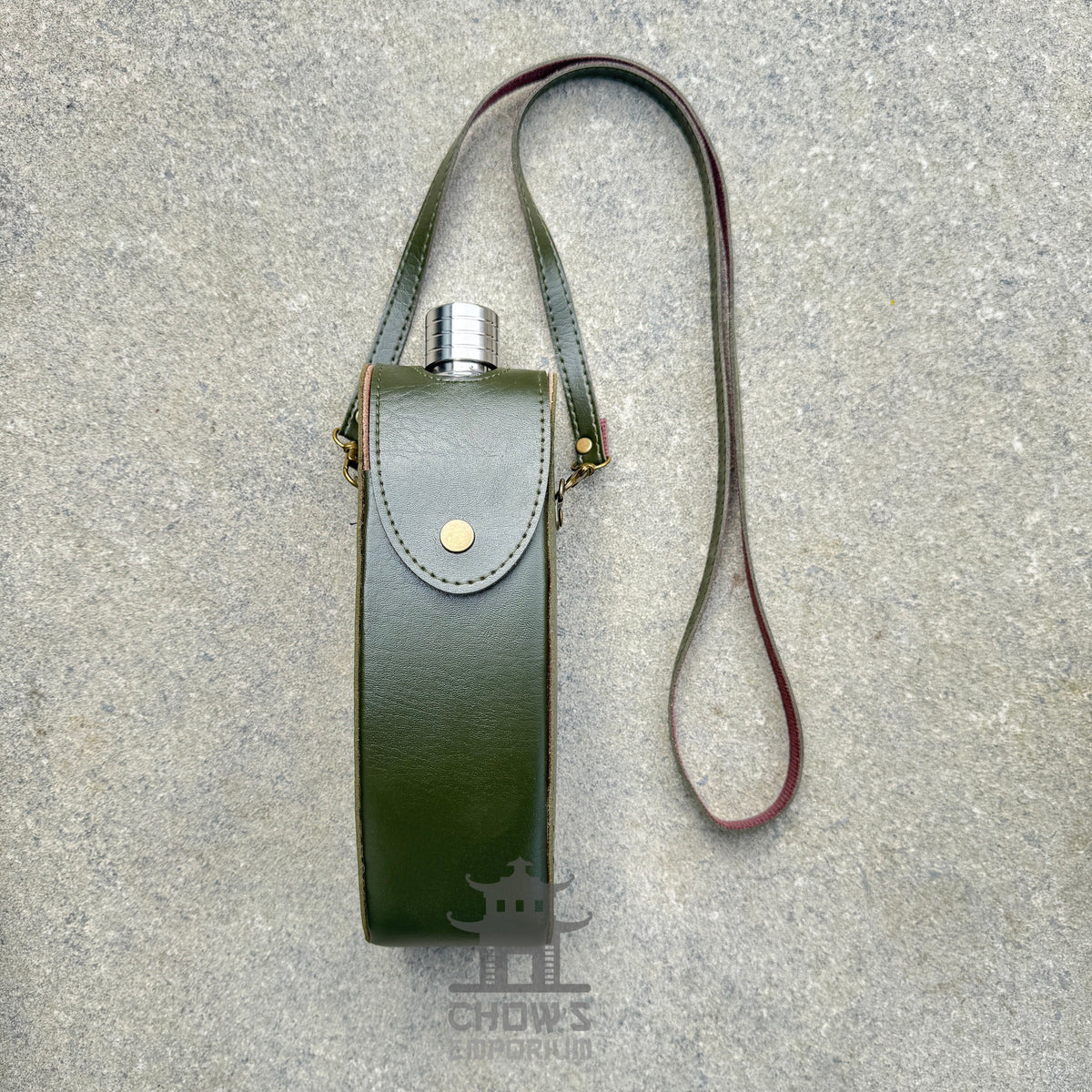 Curved 28oz Hip Flask with Shoulder Strap