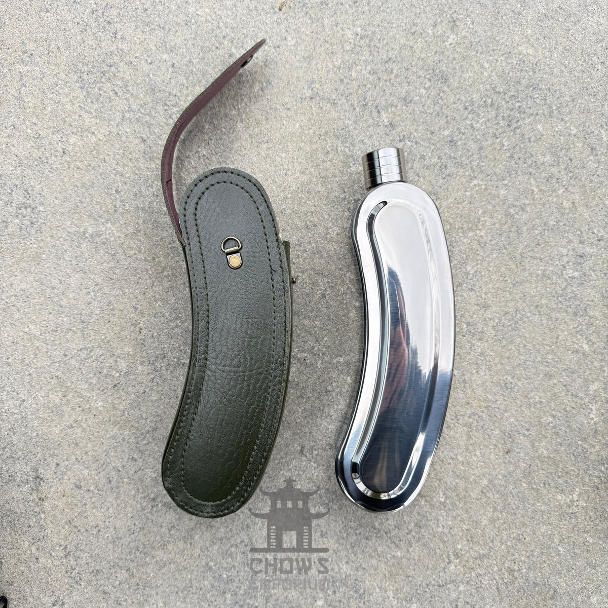 Curved 28oz Hip Flask with Shoulder Strap