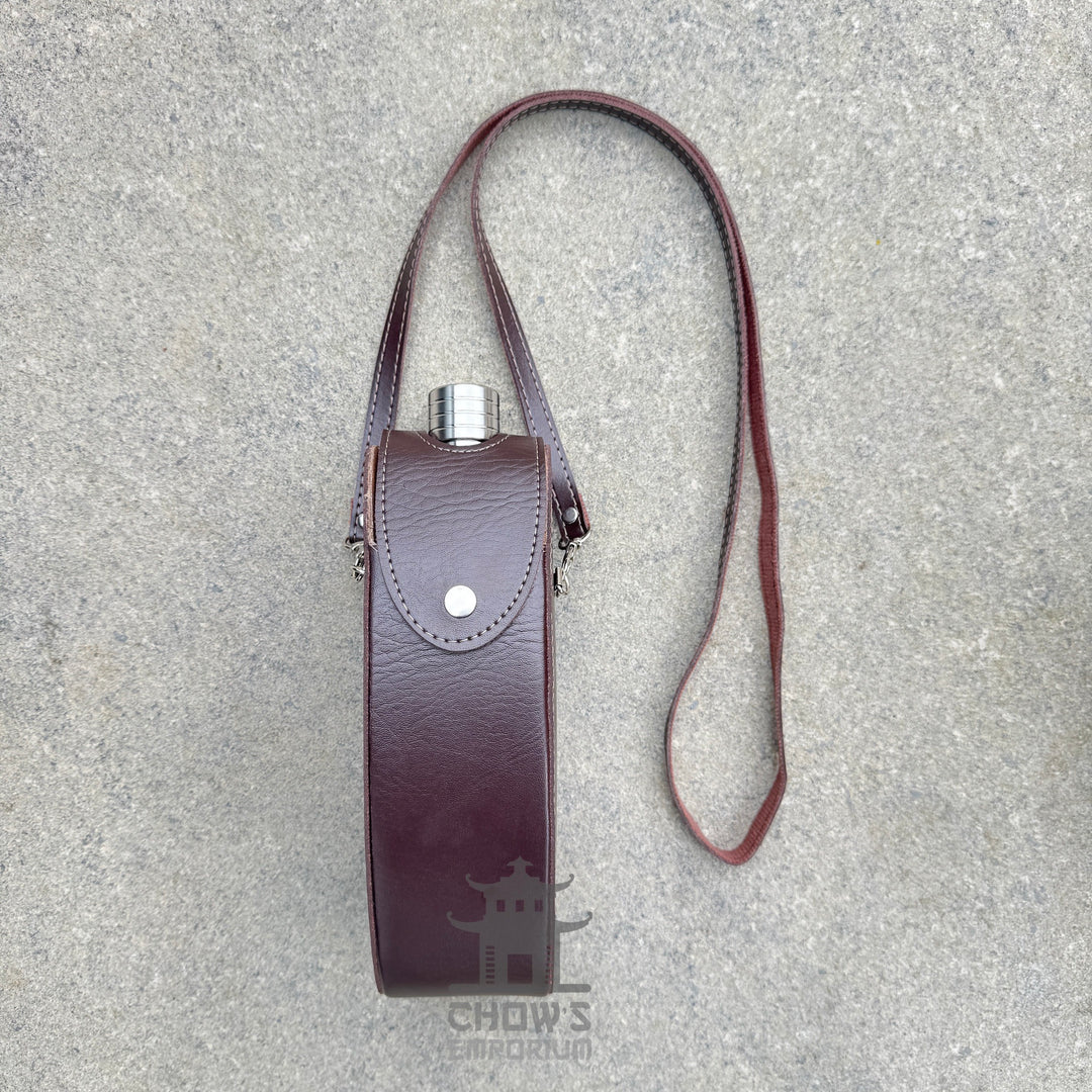 Curved 28oz Hip Flask with Shoulder Strap