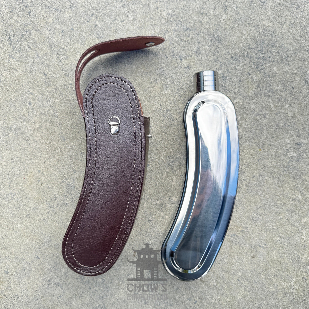 Curved 28oz Hip Flask with Shoulder Strap
