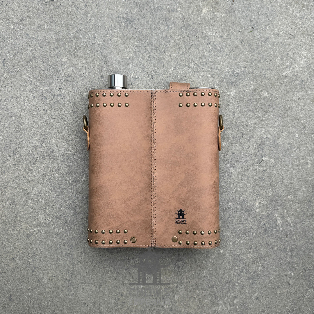 Studded 48oz Hip Flask with Shoulder Strap