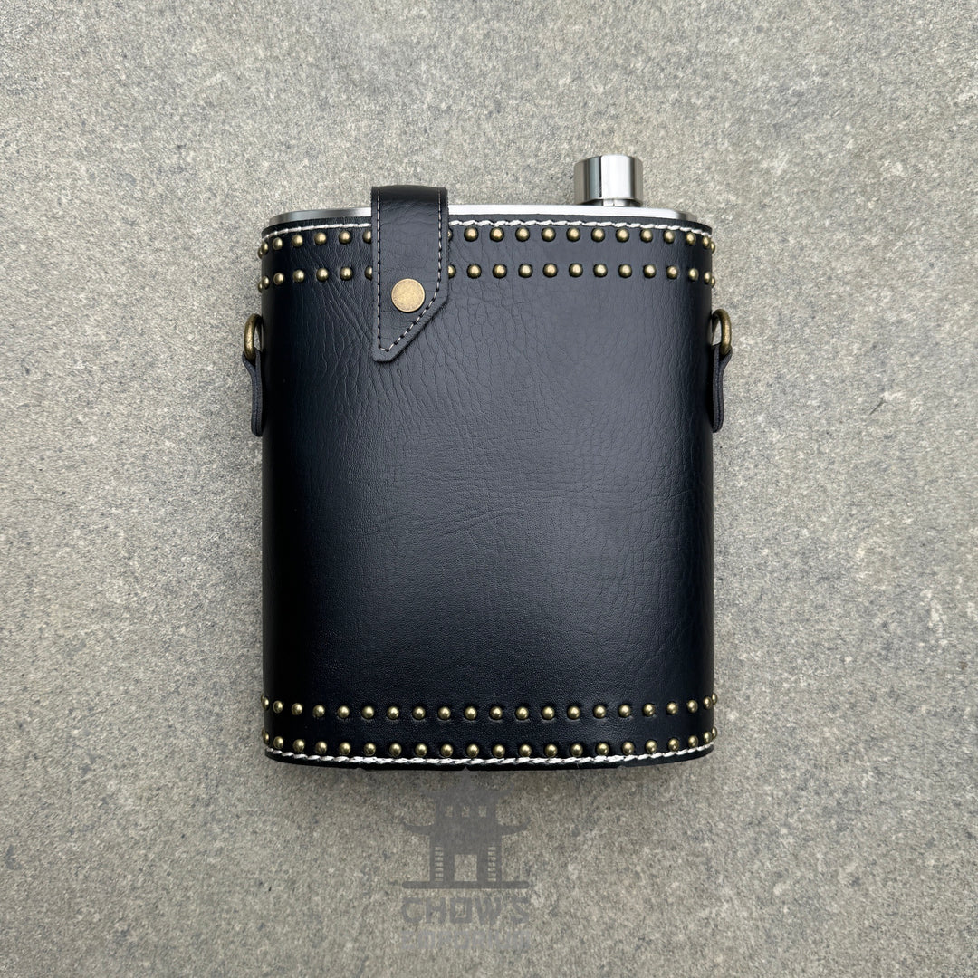 Studded 48oz Hip Flask with Shoulder Strap