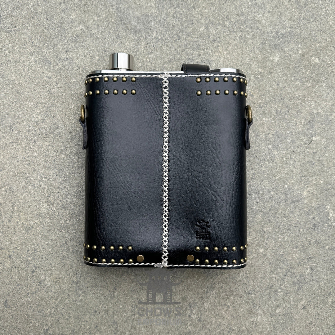 Studded 48oz Hip Flask with Shoulder Strap