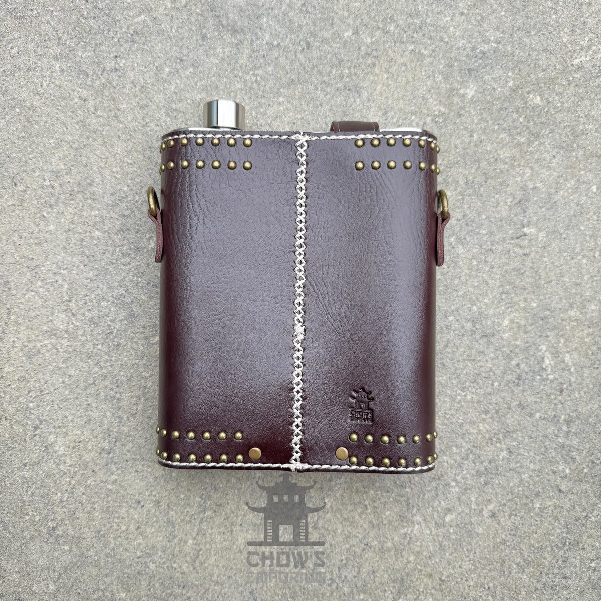 Studded 48oz Hip Flask with Shoulder Strap