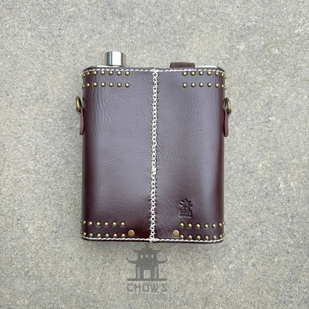 Studded 48oz Hip Flask with Shoulder Strap