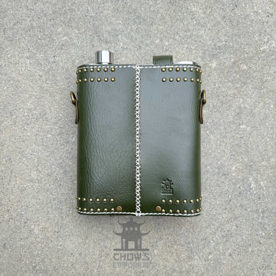 Studded 48oz Hip Flask with Shoulder Strap