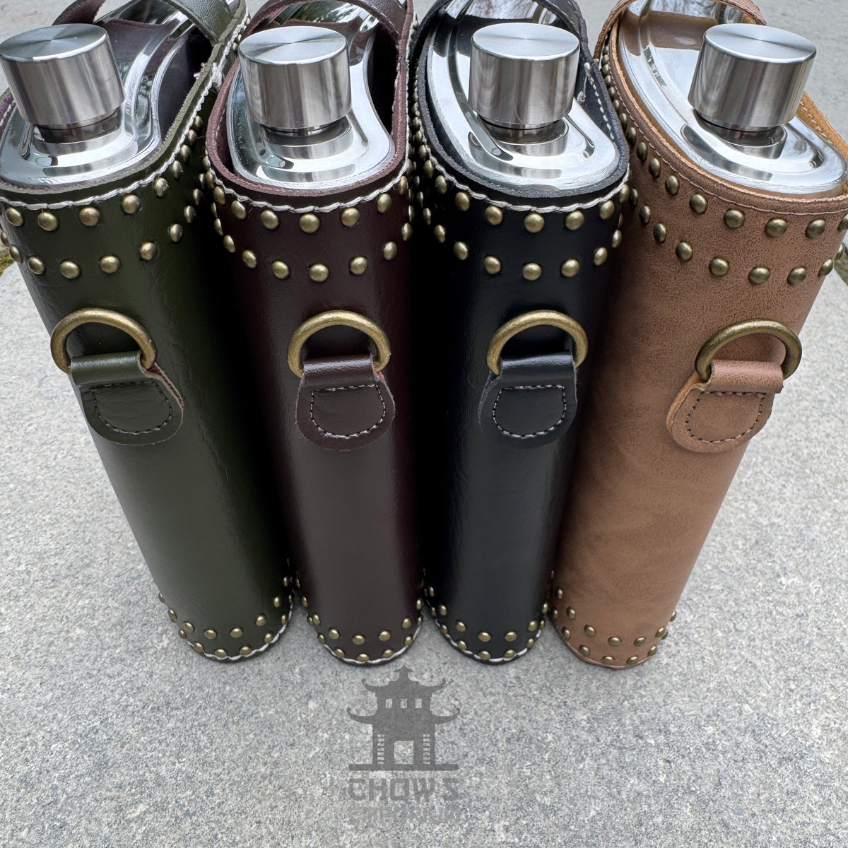 Studded 48oz Hip Flask with Shoulder Strap
