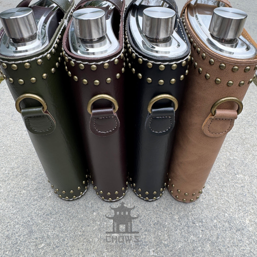 Studded 48oz Hip Flask with Shoulder Strap